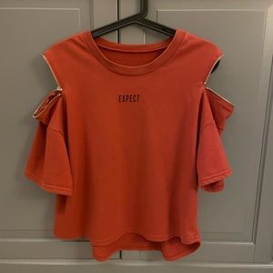 Antimony Orange Cold Shoulder Blouse (MADE IN JAPAN)
